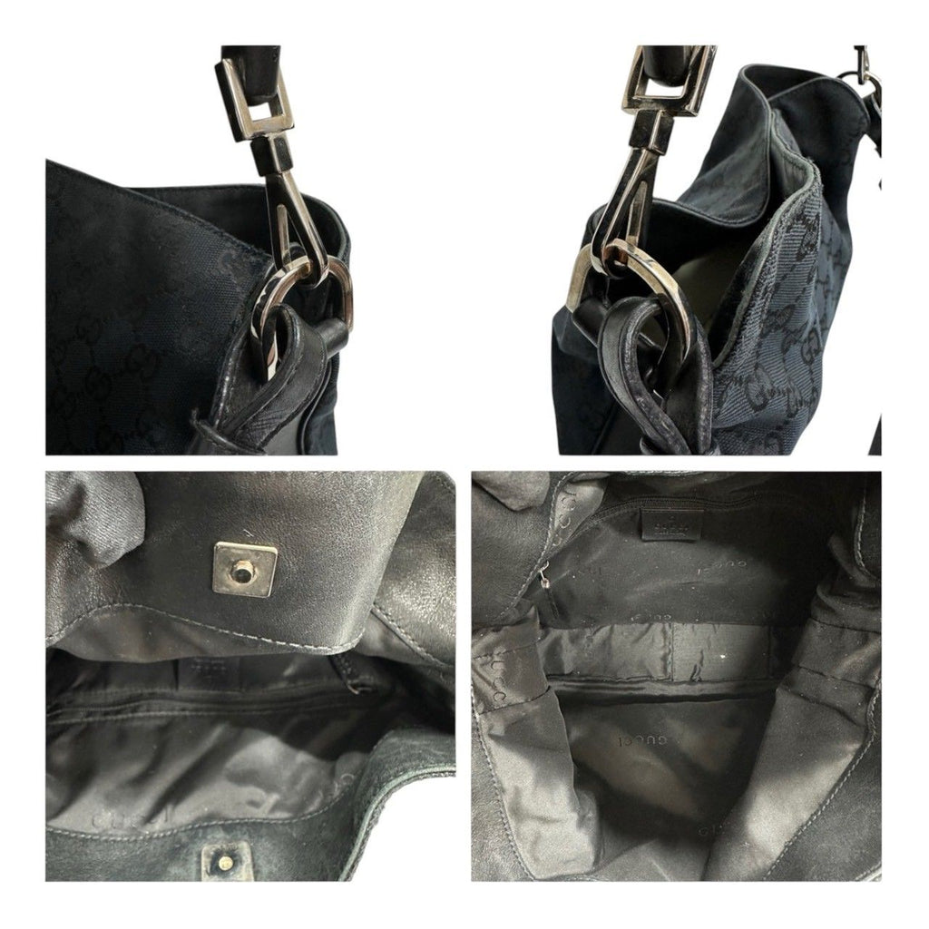 Gucci Bamboo Black Silver GG Canvas Leather Shoulder — view 8