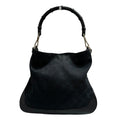 Gucci Bamboo Black Silver GG Canvas Leather Shoulder