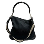 Gucci Bamboo Black Silver GG Canvas Leather Shoulder — view 2