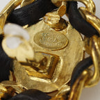 Chanel CC Logo Vintage Gold Plated Leather Earrings — view 7