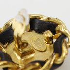 Chanel CC Logo Vintage Gold Plated Leather Earrings — view 6