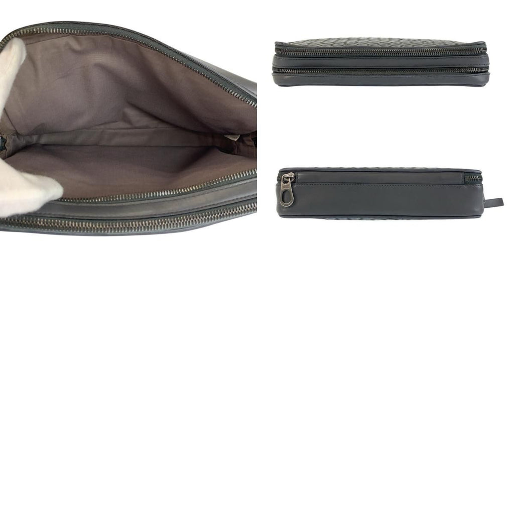 Bottega Veneta Gray Leather Clutch — view 9