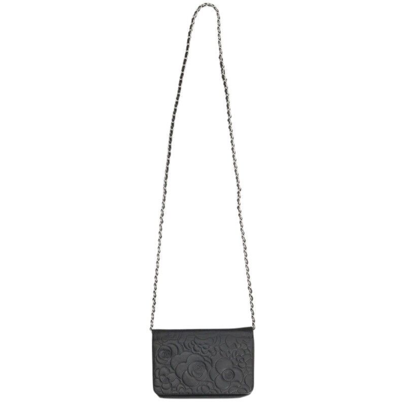 Chanel Camellia Chain Shoulder Bag Black — view 2