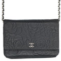 Chanel Camellia Chain Shoulder Bag Black