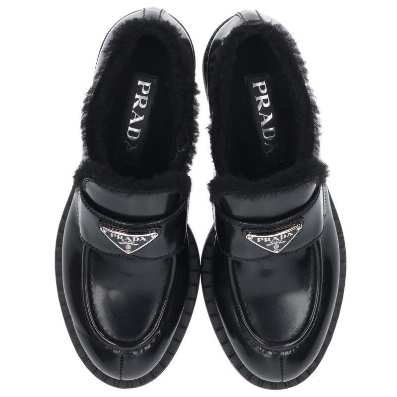 Prada Brushed Leather Loafers — view 4
