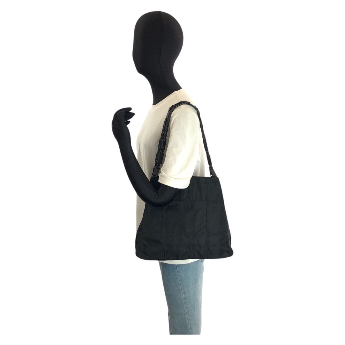 Prada Tessuto Black Nylon Plastic Shoulder — view 6