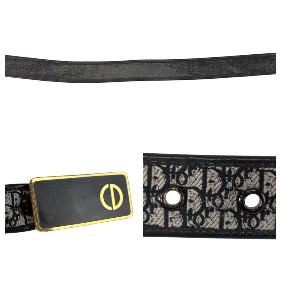Dior Vintage Oblique 70 cm Black Gold Canvas Belt — view 6