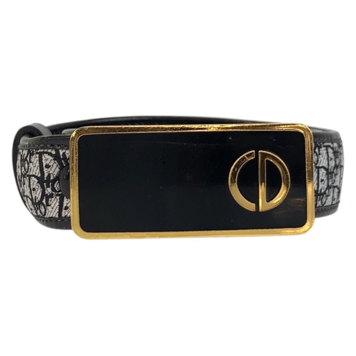 Dior Vintage Oblique 70 cm Black Gold Canvas Belt