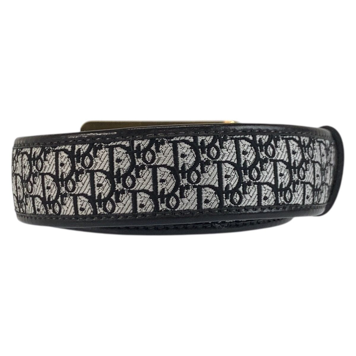 Dior Vintage Oblique 70 cm Black Gold Canvas Belt — view 2
