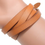 Hermes Hapi 1 Long Leather Brown Silver Bracelet — view 3