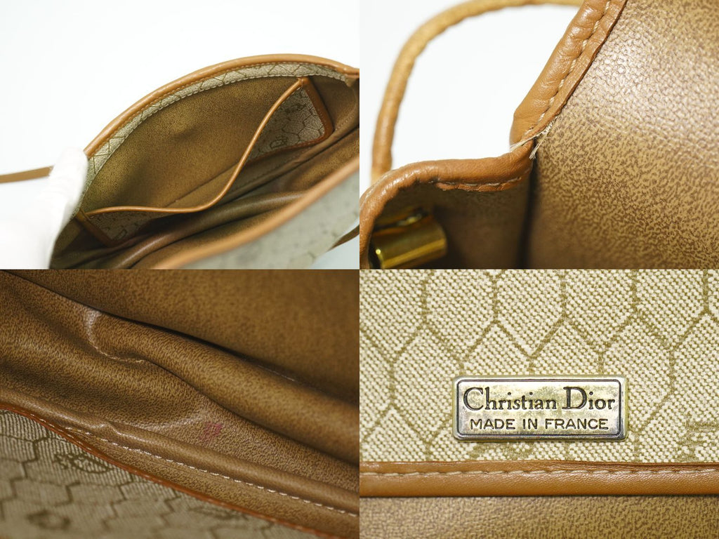 Dior Honeycomb Pattern Shoulder Bag Pochette Beige — view 9