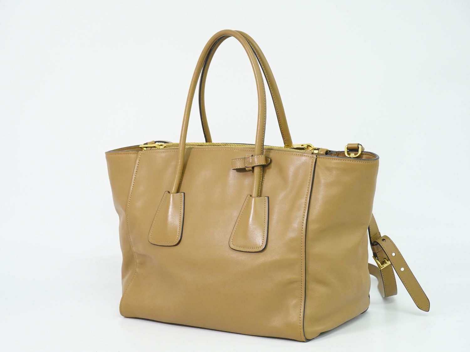 Prada Leather 2-Way Shoulder Bag Tote Brown — view 2