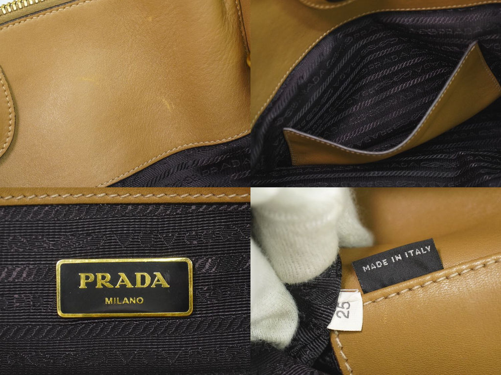 Prada Leather 2-Way Shoulder Bag Tote Brown — view 9