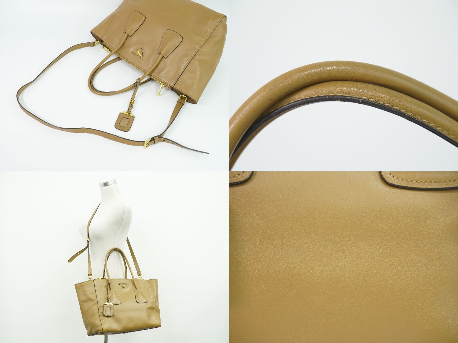 Prada Leather 2-Way Shoulder Bag Tote Brown — view 6