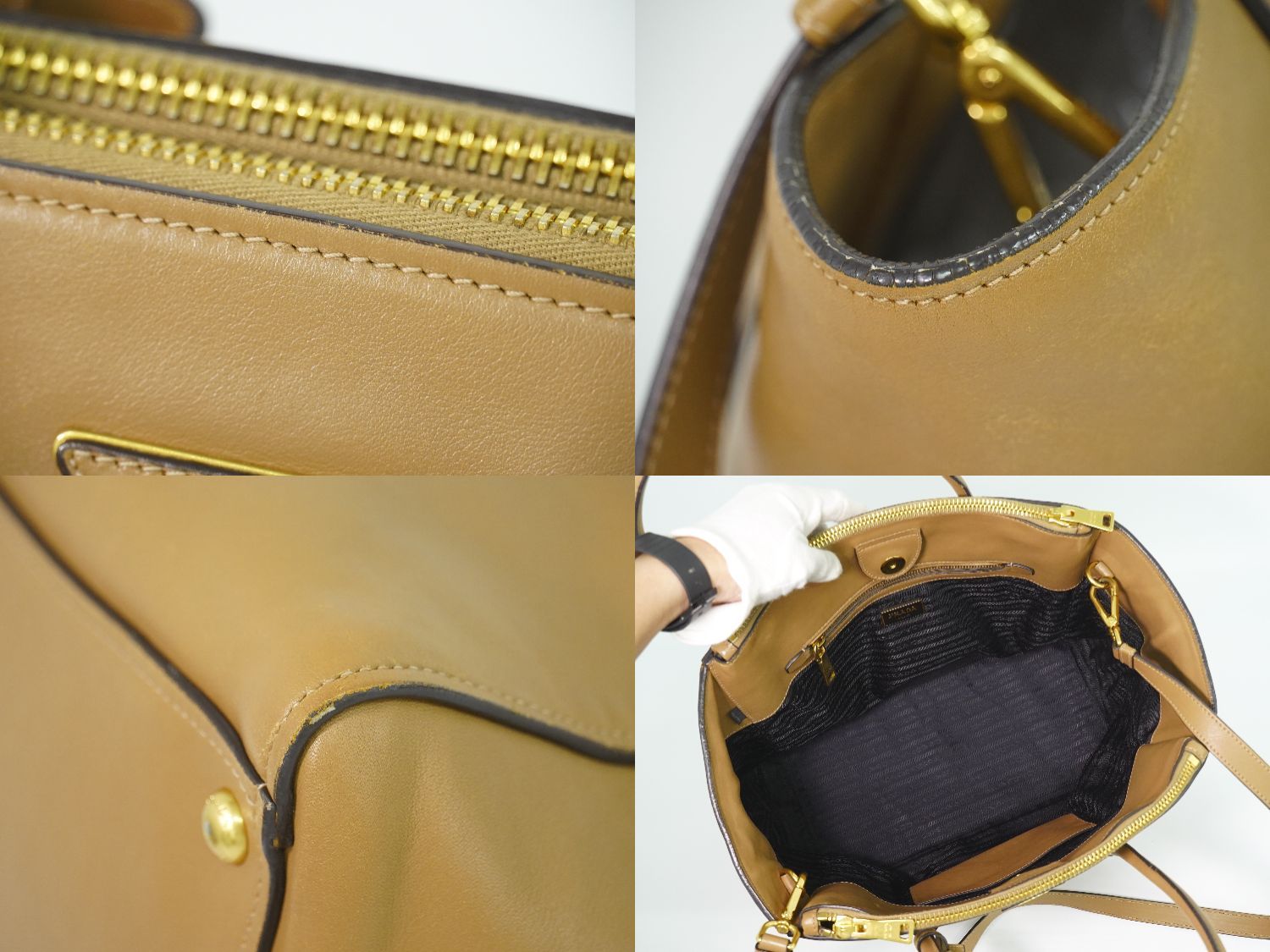Prada Leather 2-Way Shoulder Bag Tote Brown — view 7
