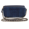 Chanel Deauville Chain Clutch Shoulder Bag Navy Cruise