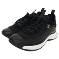 Chanel Velvet Calfskin & Mixed Fiber CC Logo Quilted Embossed Sole Low