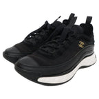 Chanel Velvet Calfskin & Mixed Fiber CC Logo Quilted Embossed Sole Low