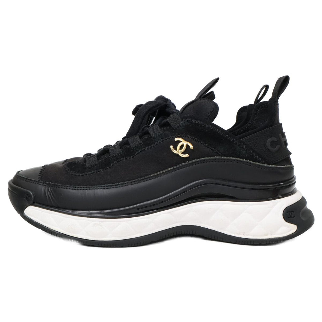 Chanel Velvet Calfskin & Mixed Fiber CC Logo Quilted Embossed Sole Low — view 3