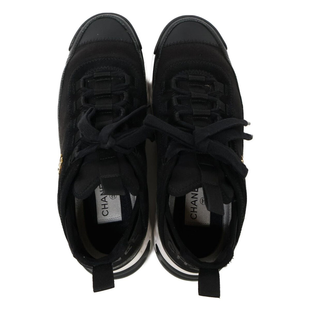 Chanel Velvet Calfskin & Mixed Fiber CC Logo Quilted Embossed Sole Low — view 6