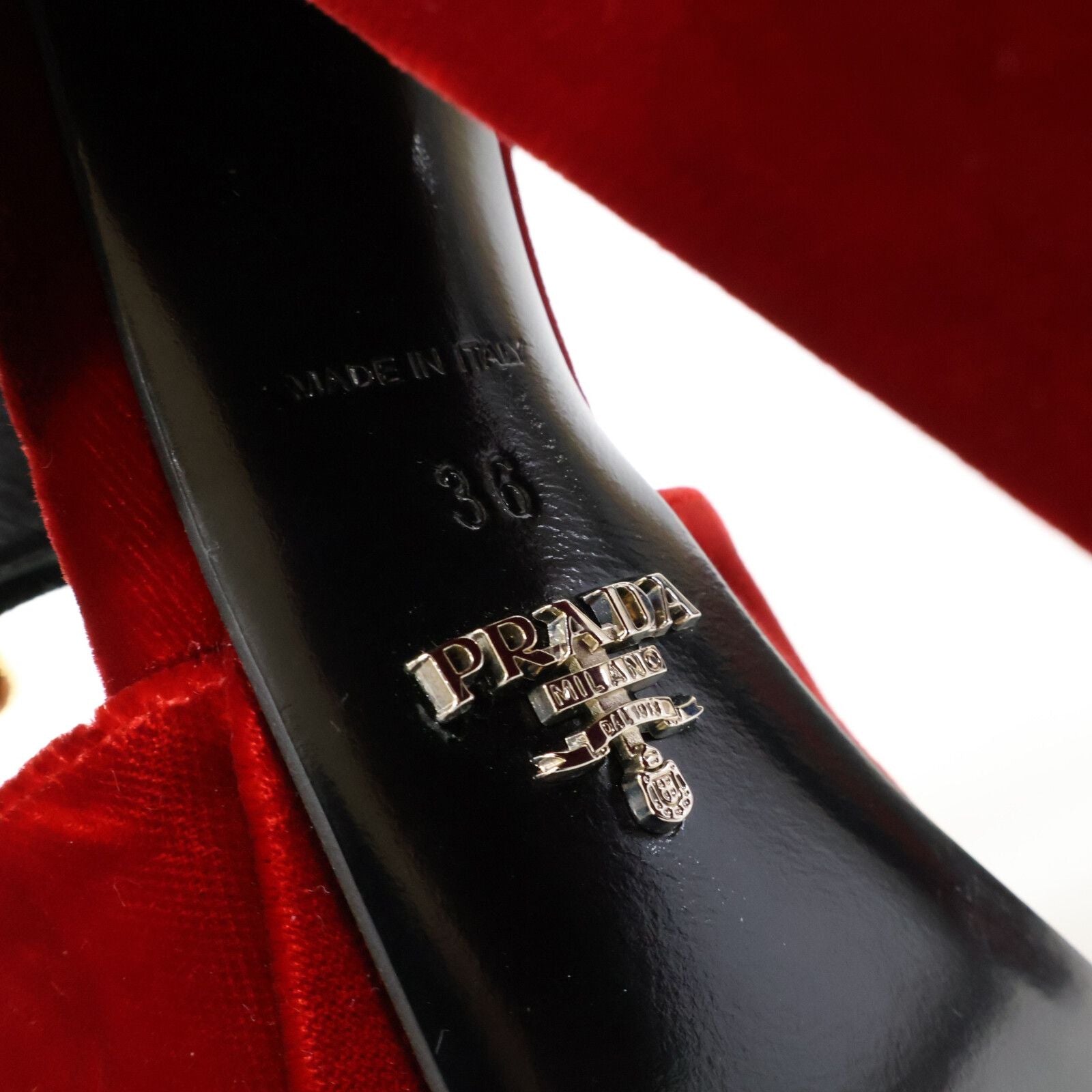 Prada Velvet Ankle Strap Chunky Sandals — view 7