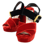Prada Velvet Ankle Strap Chunky Sandals