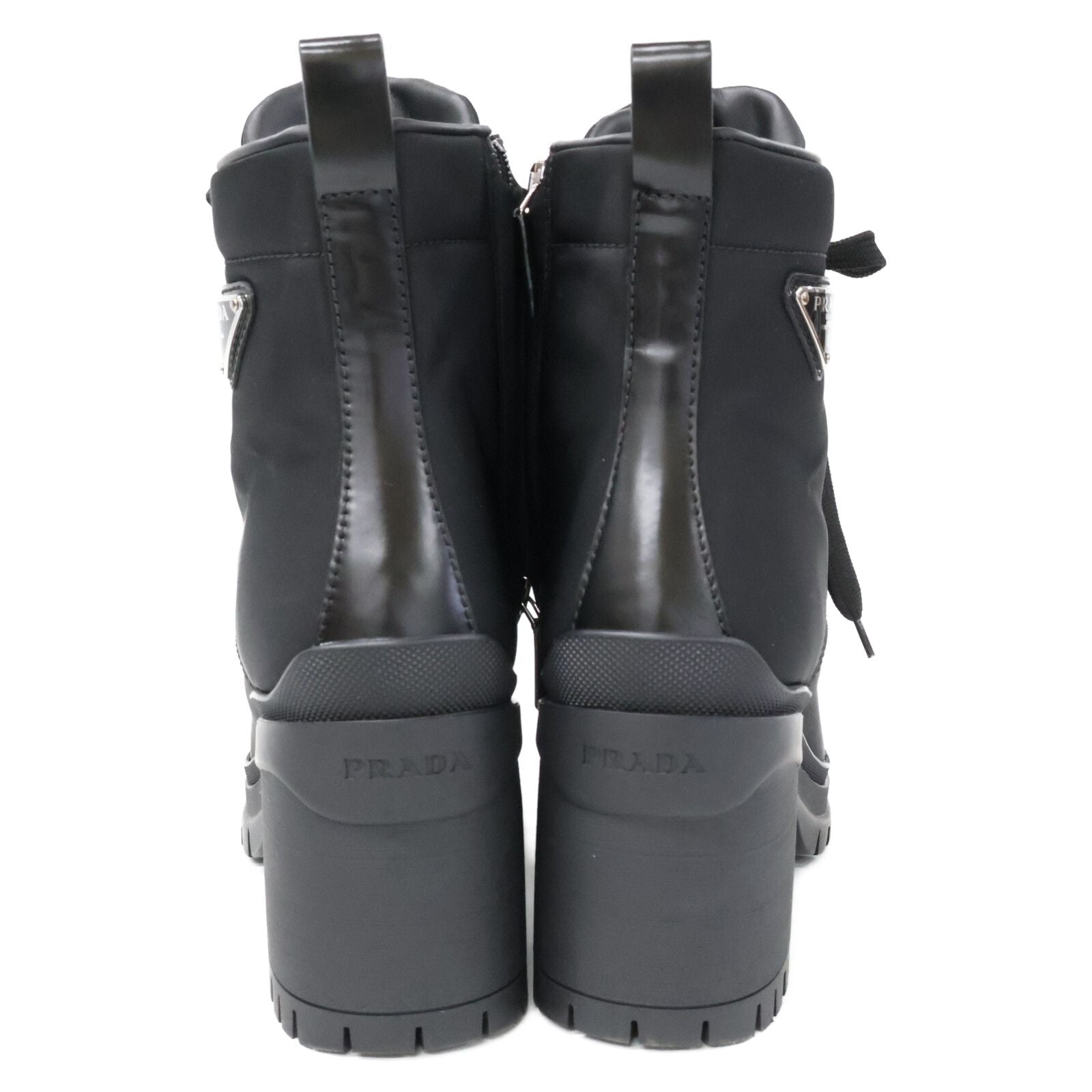 Prada Re-Nylon Triangle Logo Short Boots — view 3