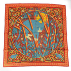 Hermes Carre 90 Large Scarf Cave Felem Beware of Cats Silk