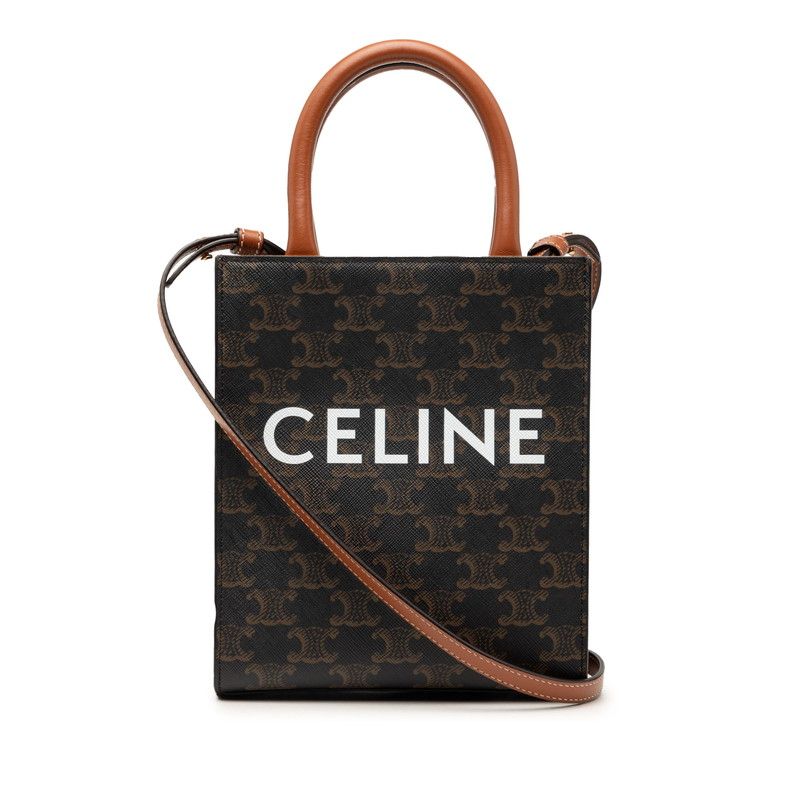 Celine Vertical Cover 2-Way Shoulder Bag Brown Black Leather
