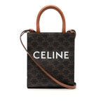 Celine Vertical Cover 2-Way Shoulder Bag Brown Black Leather