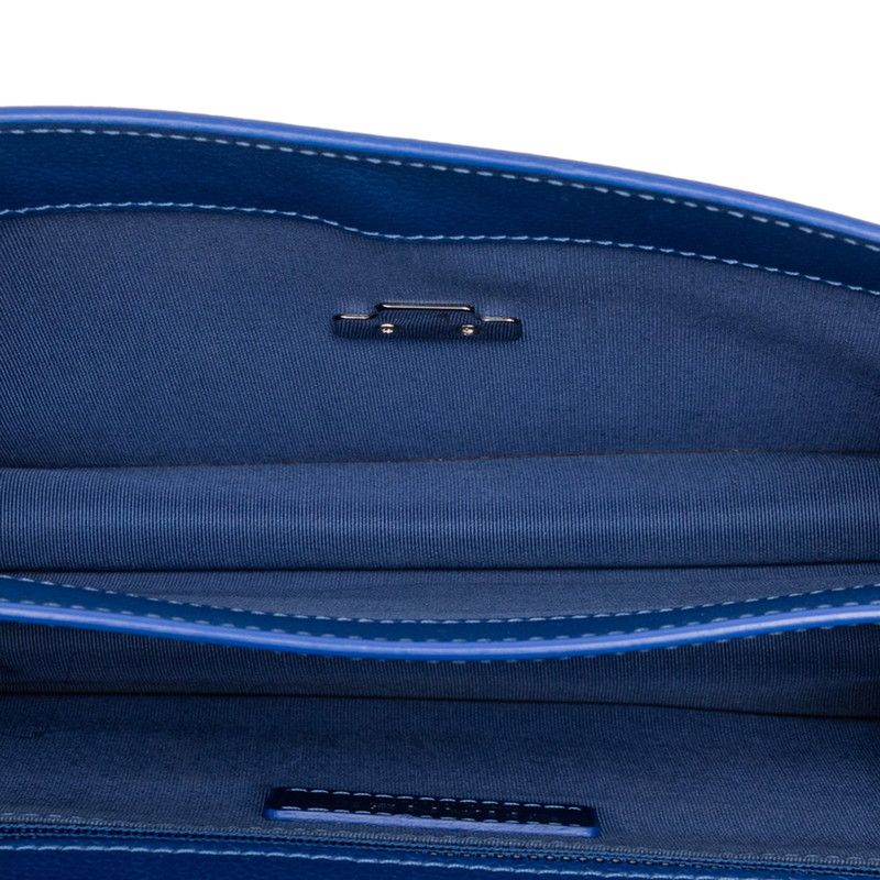 Chanel Quilted CC Logo Chain Shoulder Bag Blue Caviar Leather — view 4