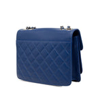 Chanel Quilted CC Logo Chain Shoulder Bag Blue Caviar Leather — view 2