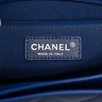 Chanel Quilted CC Logo Chain Shoulder Bag Blue Caviar Leather — view 6