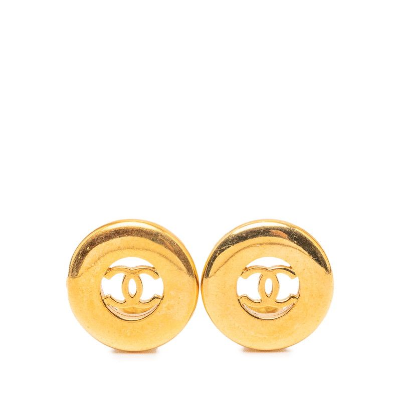 Chanel Vintage CC Logo Earrings Gold Plated