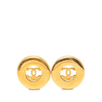 Chanel Vintage CC Logo Earrings Gold Plated