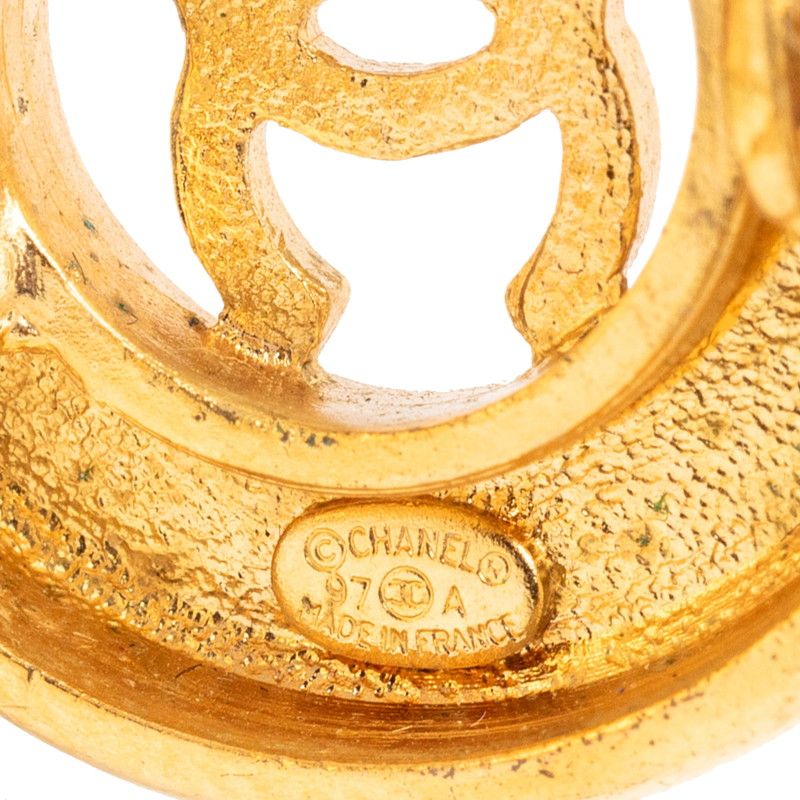 Chanel Vintage CC Logo Earrings Gold Plated — view 3