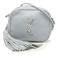 Saint Laurent YSL Logo Bloga Tassel Mini Shoulder Bag Blue Leather