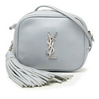 Saint Laurent YSL Logo Bloga Tassel Mini Shoulder Bag Blue Leather