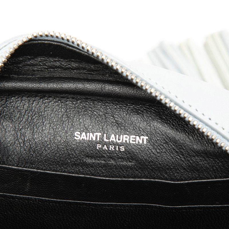 Saint Laurent YSL Logo Bloga Tassel Mini Shoulder Bag Blue Leather — view 5
