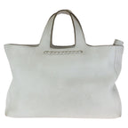 Bottega Veneta White Silver Leather Tote