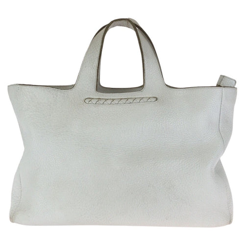 Bottega Veneta White Silver Leather Tote