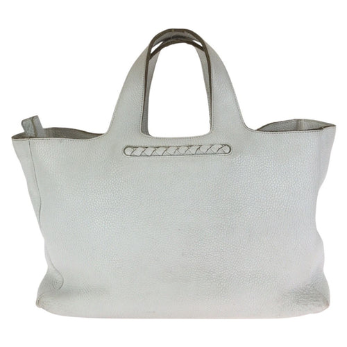 Bottega Veneta White Silver Leather Tote — view 2