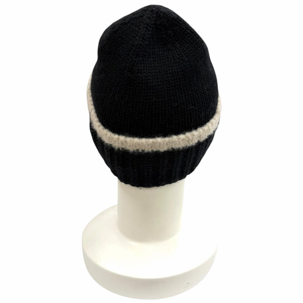 Chanel Wool Cashmere Blend CC Logo Knit Cap Beanie Hat Black Beige — view 5