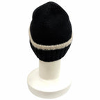 Chanel Wool Cashmere Blend CC Logo Knit Cap Beanie Hat Black Beige — view 5