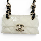 Chanel 23c Quilted Bag Motif CC Logo Chain Necklace Ivory