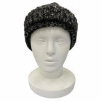 Chanel Cashmere Silk Mohair Blend CC Logo Knit Cap Black 2 — view 3