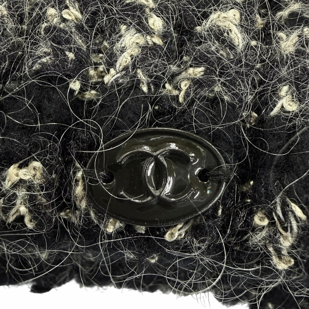 Chanel Cashmere Silk Mohair Blend CC Logo Knit Cap Black 2 — view 7