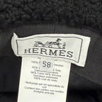 Hermes Fauve Shearling Baika Logo Bucket Hat Black 58 — view 6