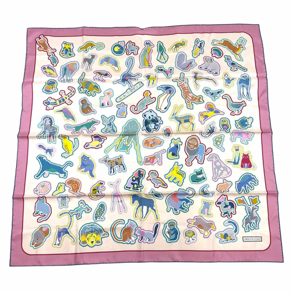 Hermes Carre Double Caracteristick Detail Silk 100% Scarf Multi
