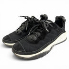 Chanel CC Logo Quilted Sole Suede Leather Sneakers Black White